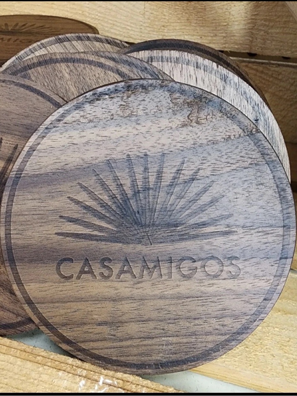 16 Casamigos Tequila Wooden Coaster Set - Brown NIB